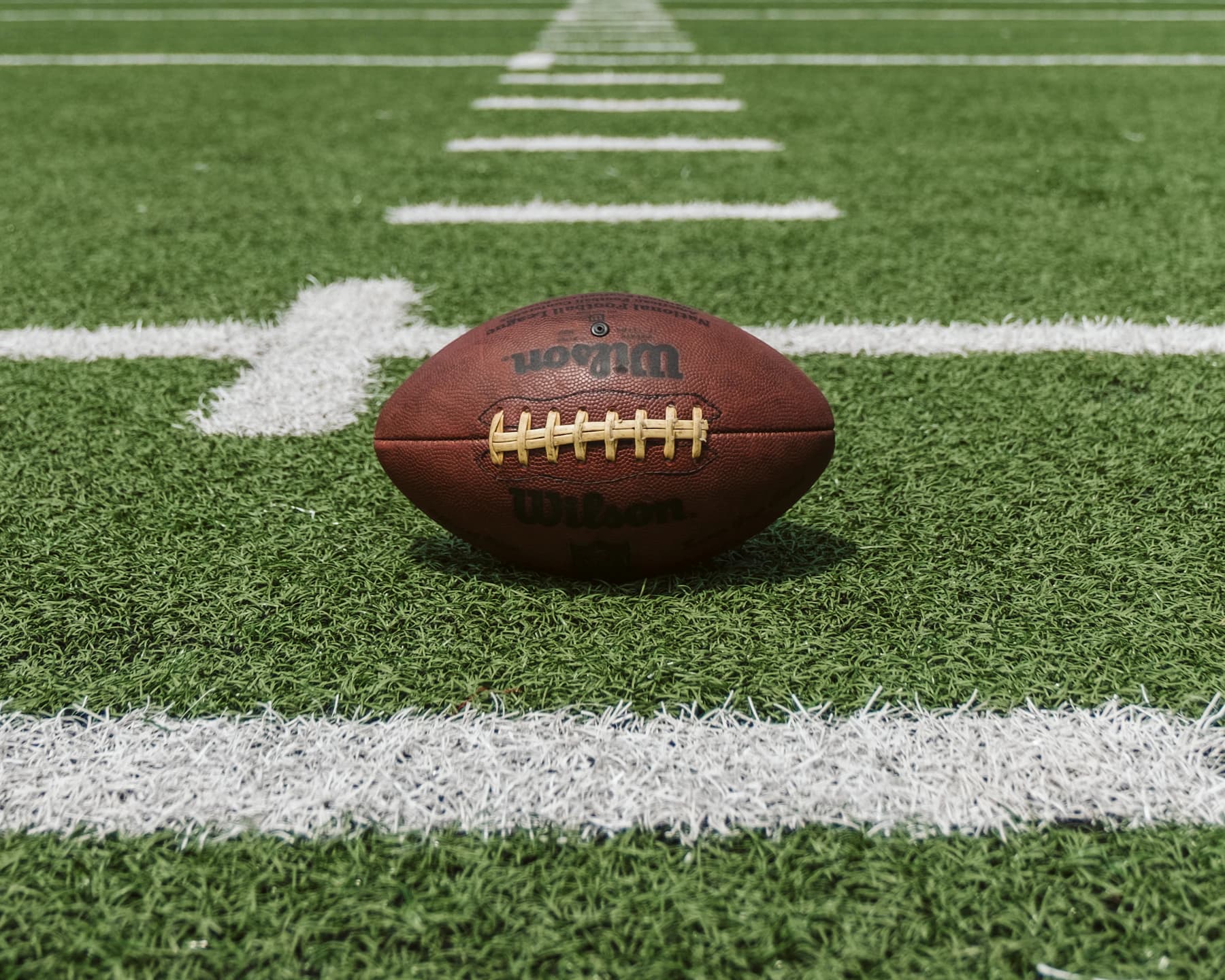 American football on a marked field