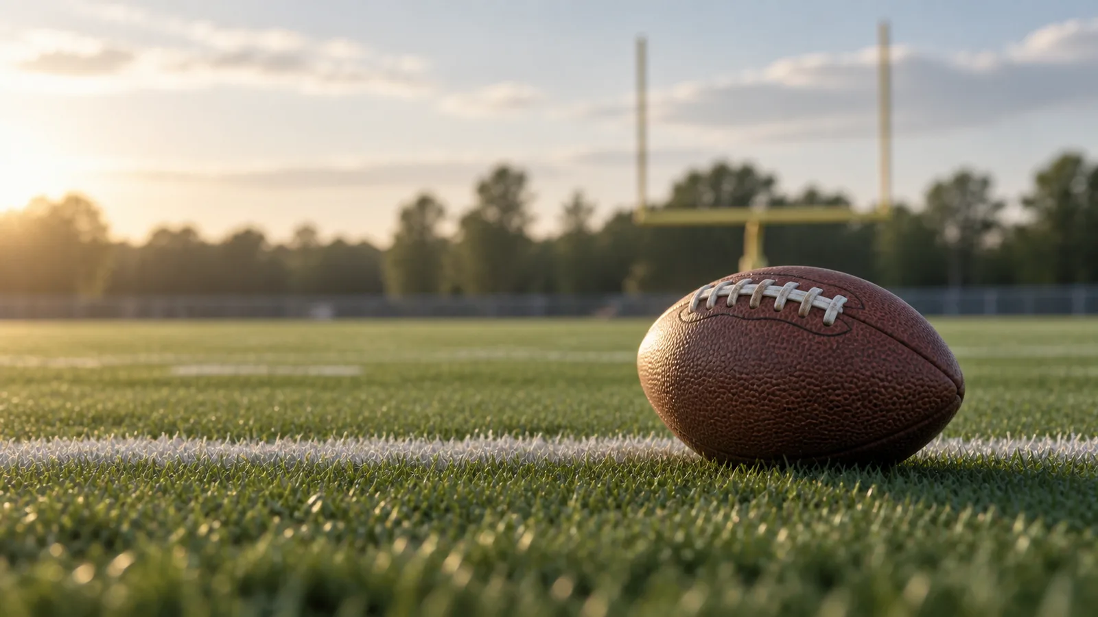 American football on a marked field