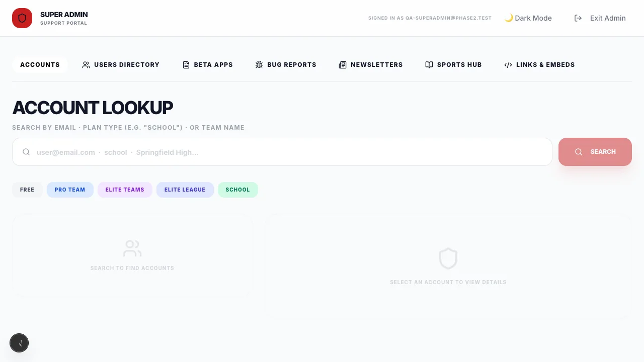 The platform administration workspace for authorized operators.