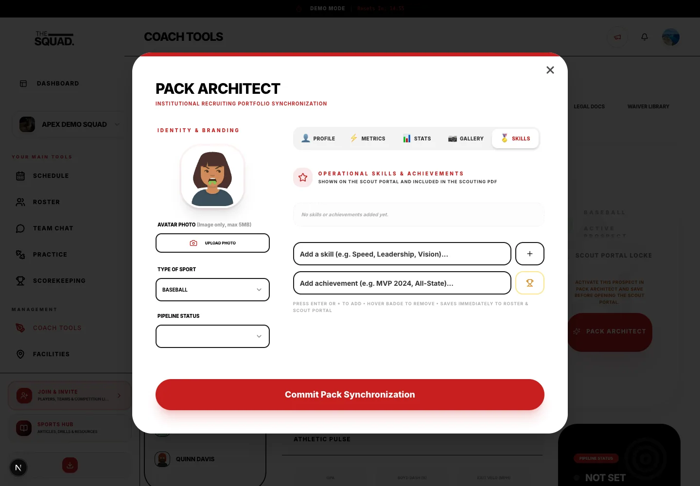 Skills and achievements in Pack Architect.