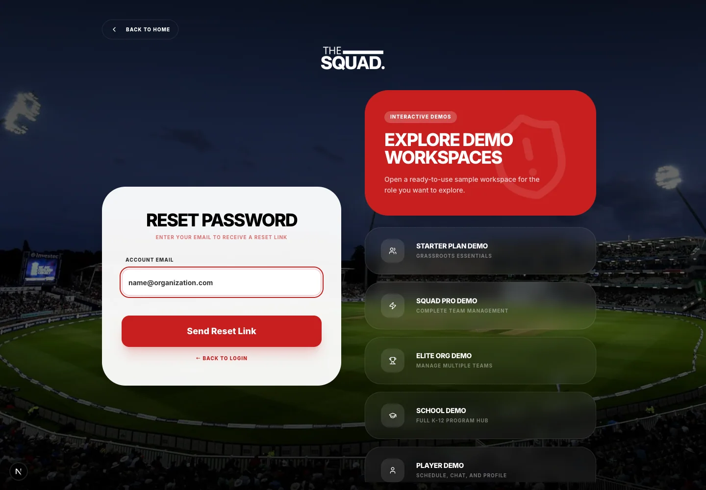 Password recovery starts from the login form.