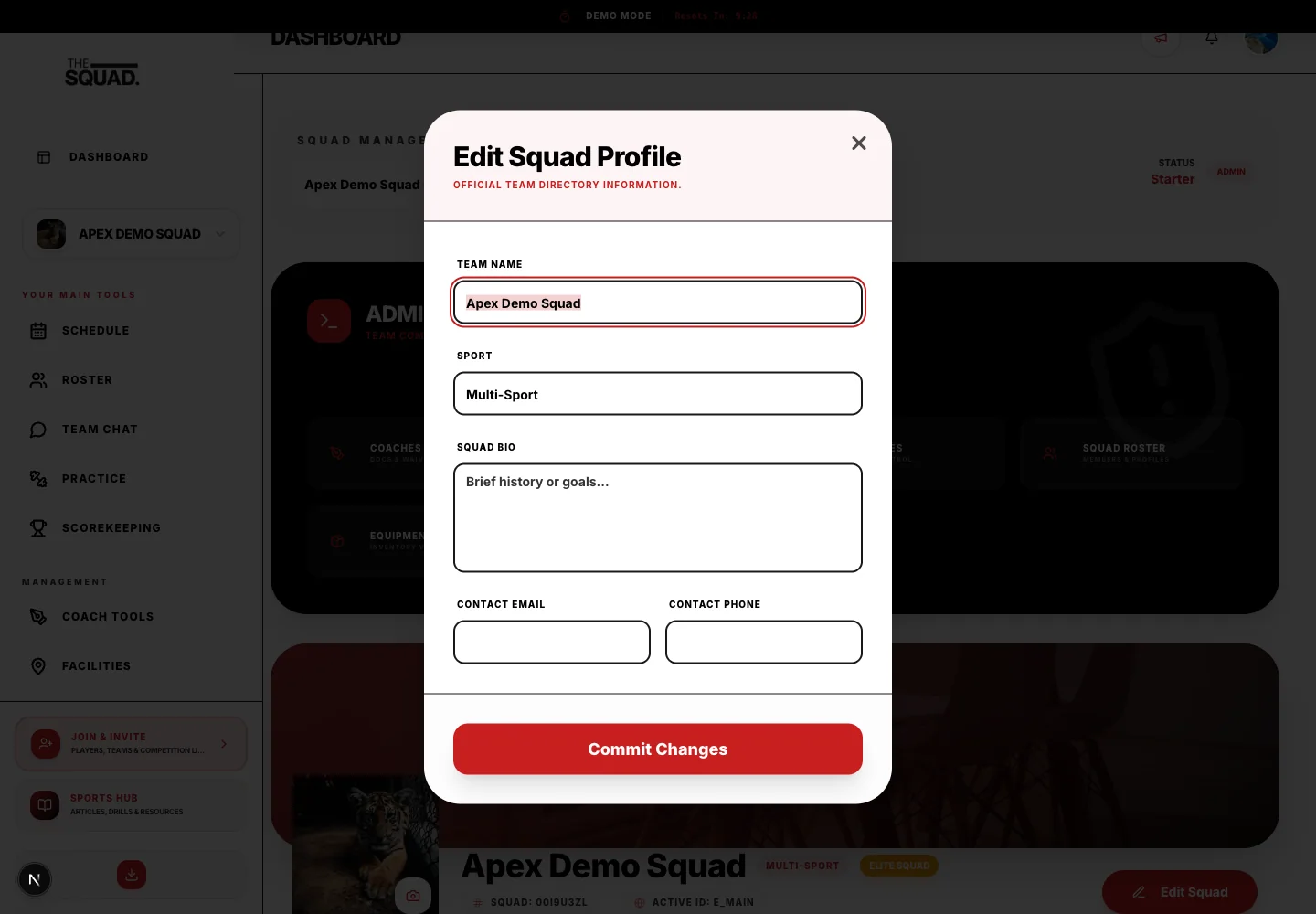The Edit Squad Profile dialog.